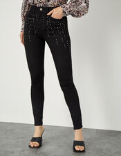 Nadine Sparkle Regular Length Jeans with Organic Cotton, Black (BLACK), large