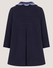 Baby Scallop Collar Coat , Blue (NAVY), large