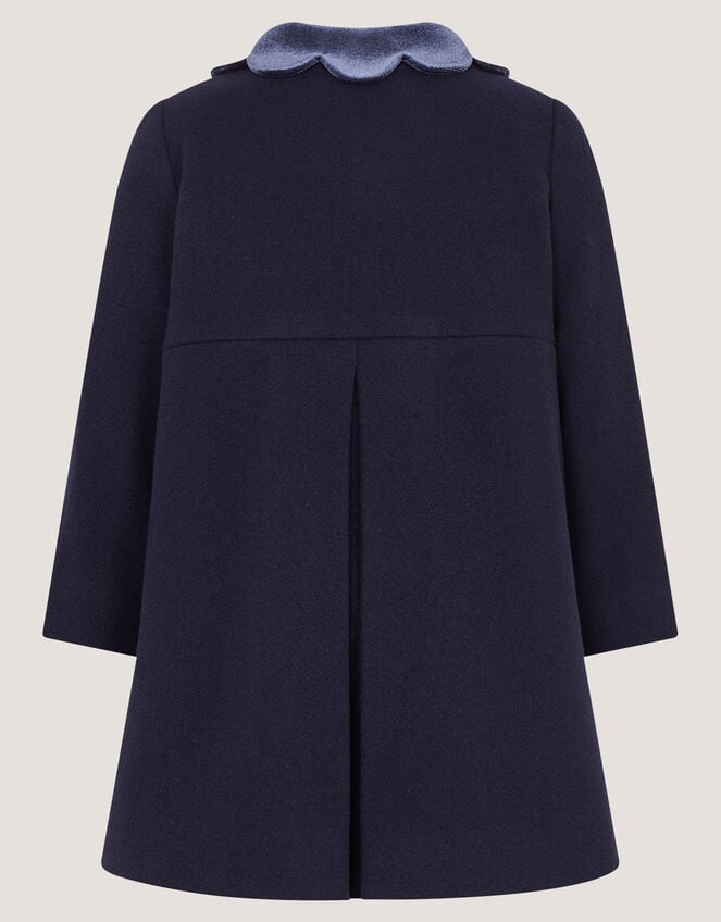 Baby Scallop Collar Coat , Blue (NAVY), large