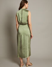 Livia Satin Cowl Halter Midi Dress, Green (SAGE), large
