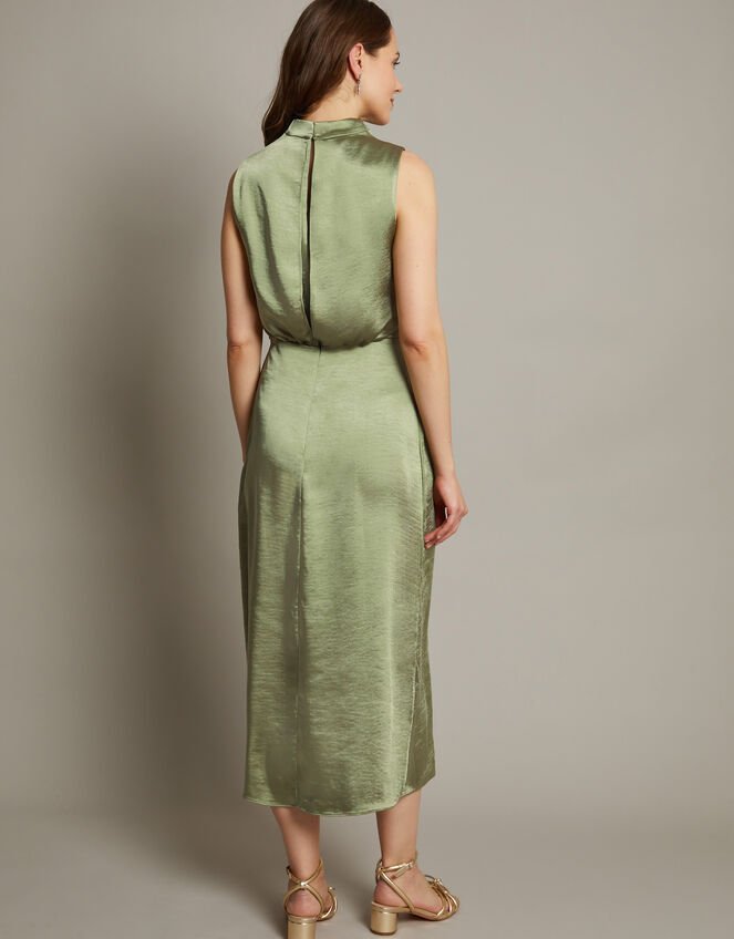 Livia Satin Cowl Halter Midi Dress, Green (SAGE), large