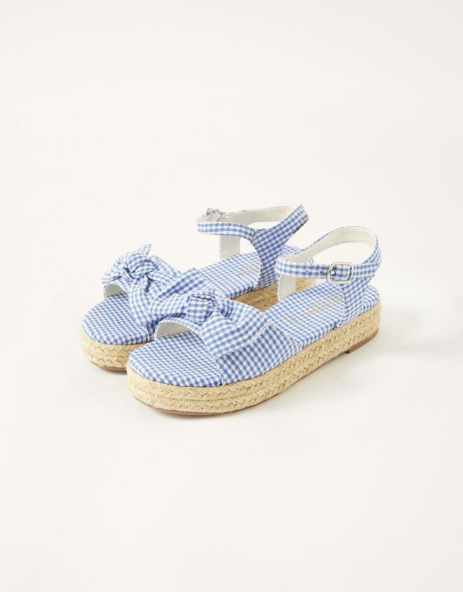 Gingham Espadrille Sandals, Blue (BLUE), large