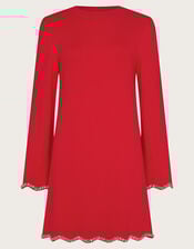 Tia Beaded Mini Jumper Dress, Red (RED), large