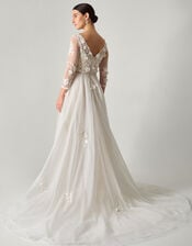 Lucy Embroidered Floral Maxi Wedding Dress, Ivory (IVORY), large