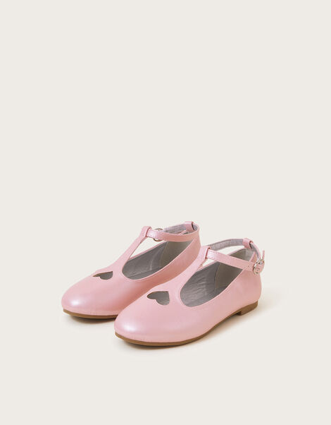 Heart Shimmer T-Strap Ballet Flats, Pink (PINK), large