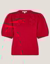 Fee Floral Puff Sleeve Jumper, Red (RED), large