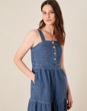 Tiered Denim Sundress, Blue (DENIM BLUE), large