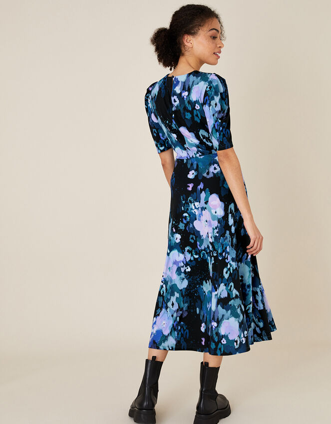 Mason Blurred Floral Midi Dress, Blue (BLUE), large