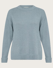 Sara Sequin Knit Jumper, Blue (LIGHT BLUE), large