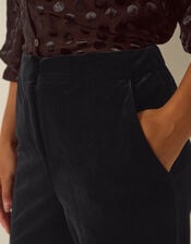 Mila Velvet Straight Leg Trousers, Black (BLACK), large
