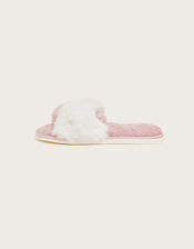 Faux Fur Twist Slide Slippers, Pink (PINK), large