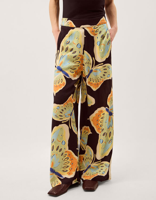 Clemence Aurelie Butterfly Palazzo Trousers, Black (BLACK), large