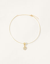 Diamante Heart Prom Choker Necklace, , large