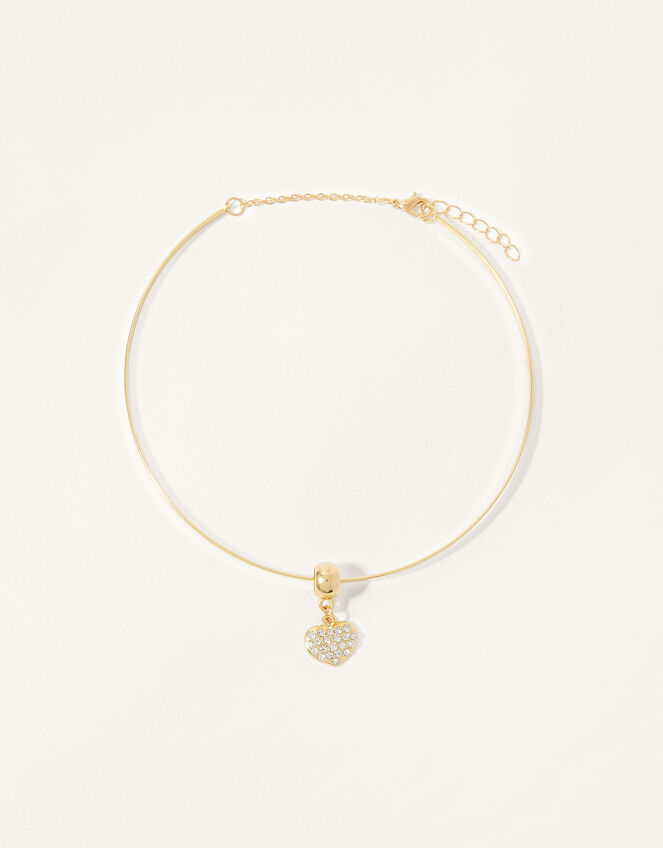 Diamante Heart Prom Choker Necklace, , large