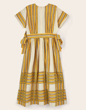 East Alana Hand-Woodblock Stripe Dress, Yellow (YELLOW), large