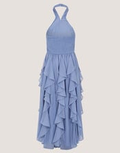 Arizona Halter Ruffle Prom Dress, Blue (PALE BLUE), large