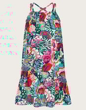Tropical Floral Swing Dress, Green (GREEN), large