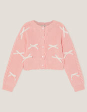 Bow Knit Cardigan, Pink (PINK), large