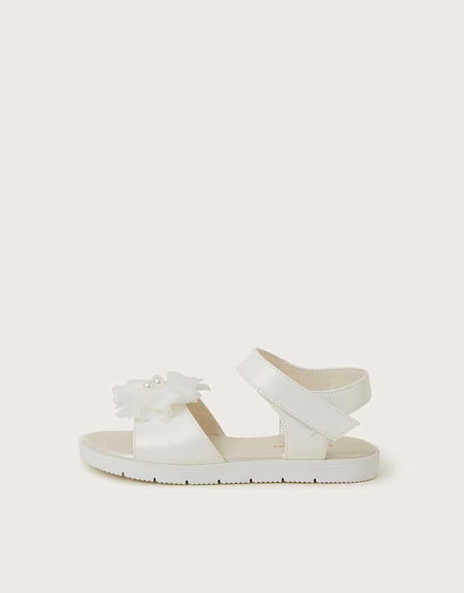 Corsage Flower Sandals, Ivory (IVORY), large