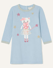 Baby Ballerina Cat Knit Dress, Blue (AQUA), large