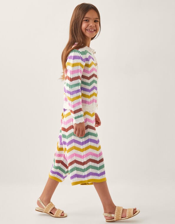 Zigzag Stripe Crochet Culotte Trousers, Multi (MULTI), large