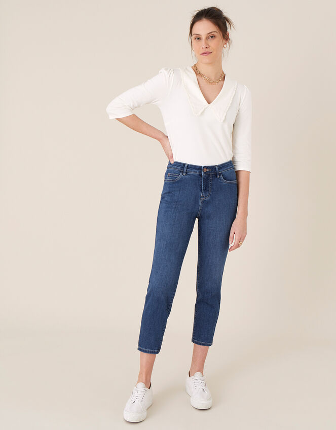 Safaia Crop Jeans with Organic Cotton, Blue (DENIM BLUE), large