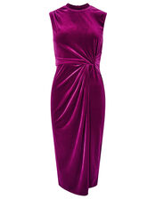 Shelby Twist Velvet Shift Dress, Red (BERRY), large