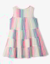 Hatley Neon Stripe Tiered Dress, White (WHITE), large