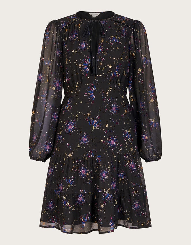 Felicia Printed Long Sleeve Mini Dress, Blue (MIDNIGHT), large