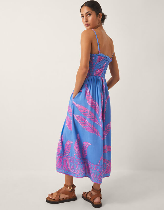 Pamela Palm Print Midi Sundress, Blue (BLUE), large