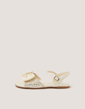 Sparkle Pearl Bow Sandals, Ivory (IVORY), large