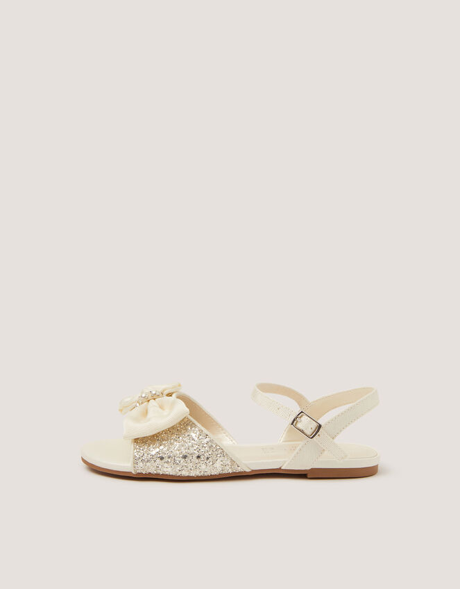 Sparkle Pearl Bow Sandals, Ivory (IVORY), large