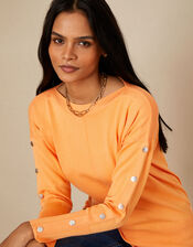 Slash Neck Popper Jumper, Orange (ORANGE), large