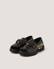 Charm Patent Loafer School Shoes, Black (BLACK), large