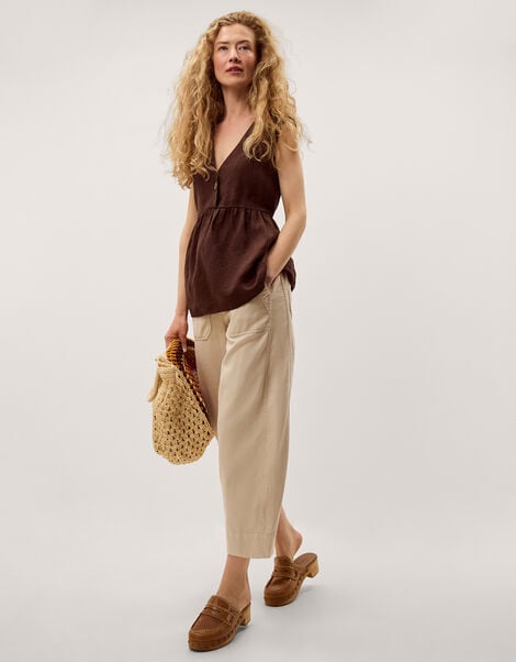 Megan Cropped Barrel Trousers, Natural (ECRU), large