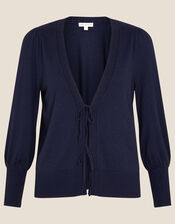 Tie Front Cardigan, Blue (NAVY), large