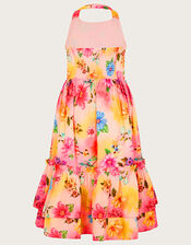 Tropical Ombre Halter Maxi Dress, Pink (PINK), large