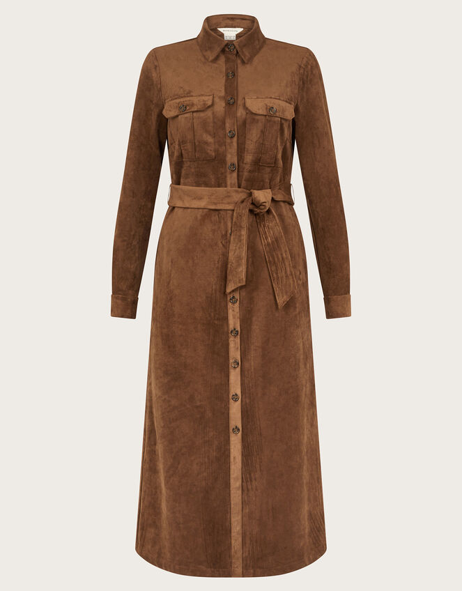 Amber Suedette Midi Dress, Brown (BROWN), large