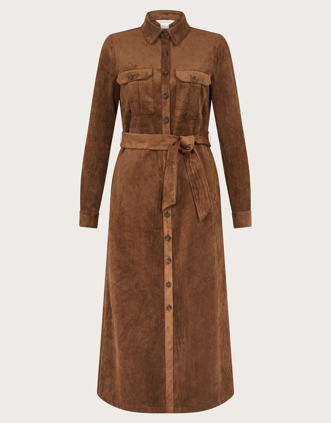 Amber Suedette Midi Dress, Brown (BROWN), large