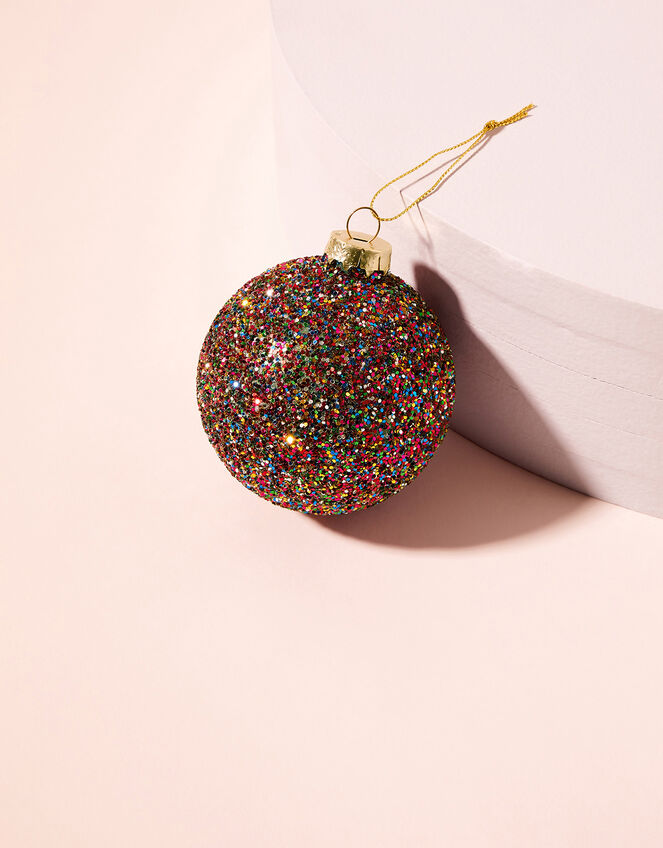 Multicolour Glass Christmas Bauble, , large