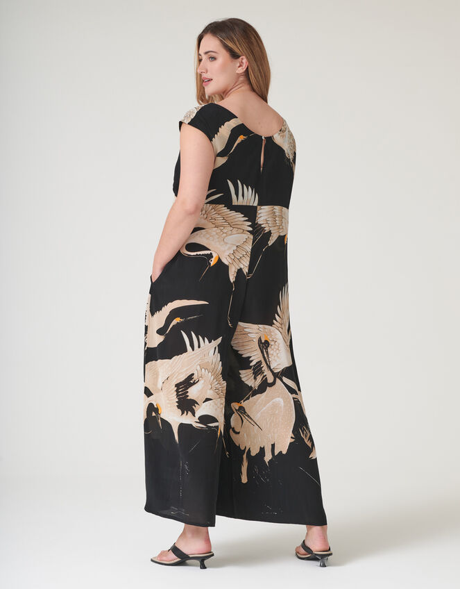 One Hundred Stars Stork Print Wide Leg Jumpsuit, , large