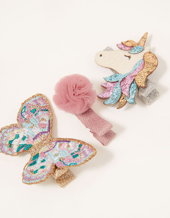Unicorn, Butterfly and Flower Hair Clips, , large