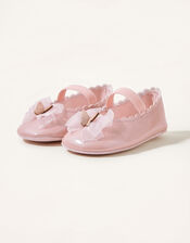Patent Organza Bow Booties, Pink (PINK), large
