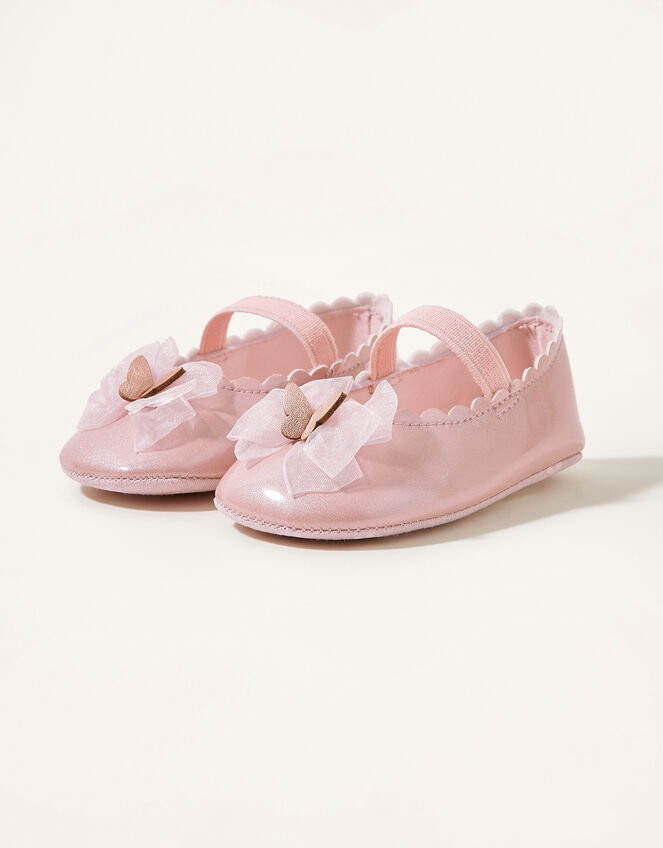 Patent Organza Bow Booties, Pink (PINK), large