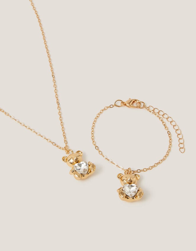 Teddy Bear Necklace & Bracelet Set, , large