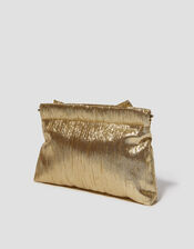 Mila Metallic Plisse Bow Bag, Gold (GOLD), large