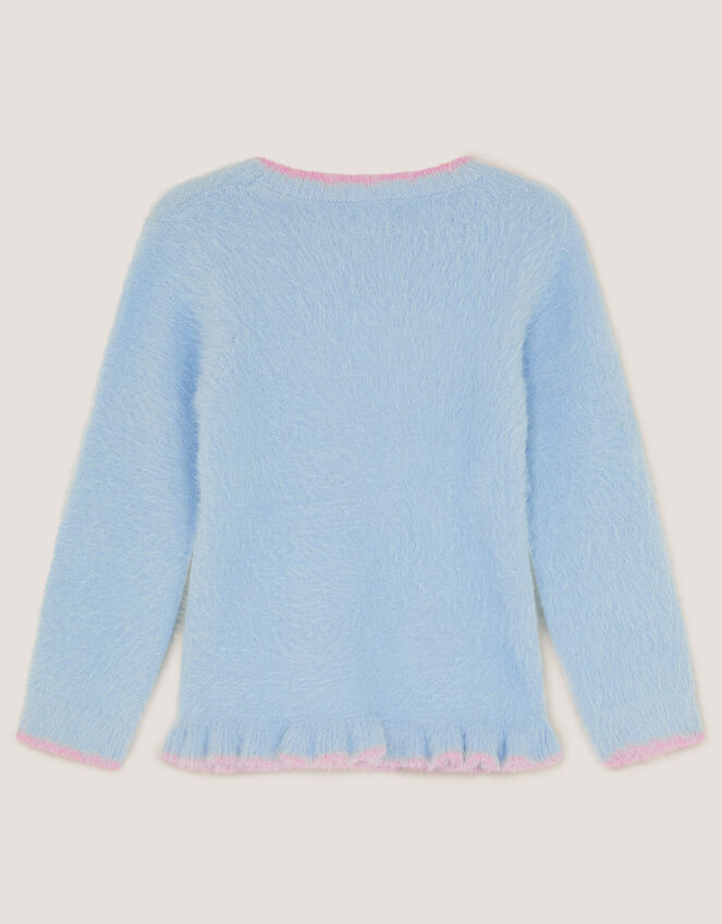 Embellished Butterfly Fluffy Jumper, Blue (BLUE), large