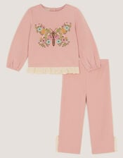 Baby Embroidered Butterfly Top & Leggings Set, Pink (PINK), large