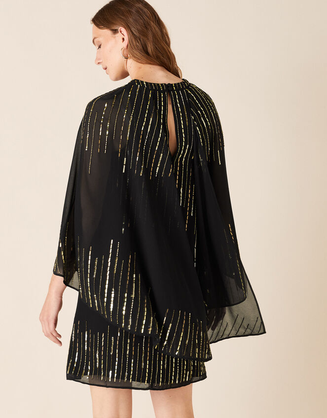 Courtney Embellished Cape Sleeve Dress, Black (BLACK), large