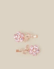 2-Pack Jewel Flower Metal Hair Clips, Pink (PINK), large